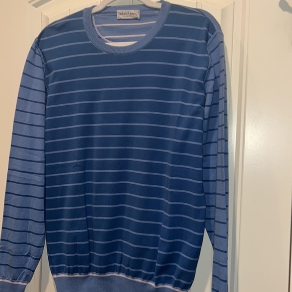 𝅺bullock & Jones San Francisco Made in Italy cotton blue striped sweater XL - Picture 8 of 10